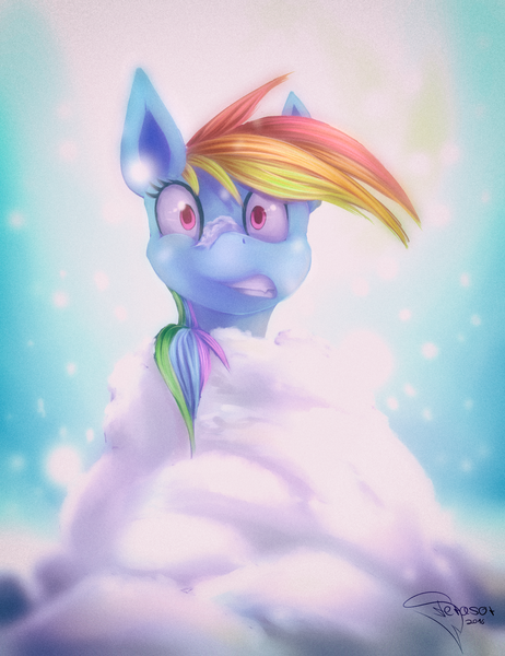 Size: 2000x2600 | Tagged: artist:ferasor, cold, derpibooru import, freezing, gritted teeth, newbie artist training grounds, rainbow dash, safe, snow, snowfall, solo