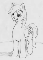 Size: 1007x1397 | Tagged: safe, artist:t72b, derpibooru import, derpy hooves, pony, monochrome, newbie artist training grounds, scrunchy face, silly, silly pony, solo, tongue out, traditional art
