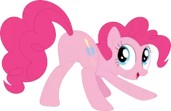 Size: 3585x2330 | Tagged: safe, artist:porygon2z, derpibooru import, pinkie pie, earth pony, pony, balloonbutt, female, iwtcird, mare, meme, open mouth, plot, presenting, simple background, solo, transparent background, vector