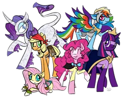 Size: 1000x800 | Tagged: alternate universe, applejack, artist:sallindaemon, classical unicorn, cloven hooves, derpibooru import, fluttershy, leonine tail, mane six, pinkie pie, rainbow dash, rarity, safe, twilight sparkle, unshorn fetlocks