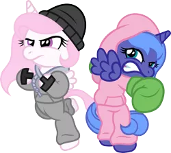 Size: 1930x1718 | Tagged: artist:t-3000, boxing gloves, clothes, derpibooru import, female, filly, filly celestia, filly luna, gritted teeth, hat, hoodie, newbie artist training grounds, princess celestia, princess luna, punch out, rocky balboa, rocky (movie), safe, simple background, sweatpants, transparent background, woona, younger