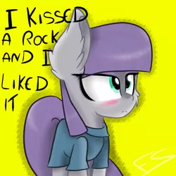 Size: 1024x1024 | Tagged: artist:feathershine1, derpibooru import, i kissed a girl, katy perry, maud pie, rock, safe, solo, song reference, that pony sure does love rocks