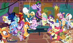 Size: 650x381 | Tagged: safe, artist:dm29, derpibooru import, apple bloom, applejack, boulder (pet), cheerilee, coco pommel, daring do, derpy hooves, fluttershy, garble, gourmand ramsay, maud pie, pinkie pie, princess cadance, princess ember, princess flurry heart, princess luna, quibble pants, rainbow dash, rarity, saffron masala, shining armor, snowfall frost, spike, spirit of hearth's warming yet to come, starlight glimmer, sunburst, tender taps, trixie, twilight sparkle, twilight sparkle (alicorn), zephyr breeze, alicorn, dragon, pony, zombie, 28 pranks later, a hearth's warming tail, applejack's "day" off, flutter brutter, gauntlet of fire, newbie dash, no second prances, on your marks, spice up your life, stranger than fan fiction, the cart before the ponies, the crystalling, the gift of the maud pie, the saddle row review, angel rarity, animated, backwards cutie mark, bathrobe, beach chair, bloodstone scepter, body pillow, broom, cheerileeder, cheerleader, clothes, cold, cookie zombie, couch, cracked armor, creepypasta, crossing the memes, cutie mark, dancing, devil rarity, dragon lord spike, emble, female, filly, first half of season 6, garble's hugs, gordon ramsay, handkerchief, hat, hearth's warming, hiatus, jewelry, male, mane six, meme, menu, now you're thinking with portals, portal, present, rainbow trash, safety goggles, scroll, shipping, sick, speed racer, straight, sweeping, sweepsweepsweep, tenderbloom, the cmc's cutie marks, the meme continues, the story so far of season 6, this isn't even my final form, tiara, tissue, toolbelt, top hat, towel, trash can, twilight sweeple, wall of tags, wonderbolts uniform, zalgo, zalgo edit