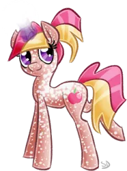 Size: 353x474 | Tagged: safe, artist:sallindaemon, derpibooru import, oc, oc:elstar sparkle, unofficial characters only, dappled, magical lesbian spawn, offspring, parent:applejack, parents:twijack, parent:twilight sparkle, solo