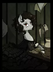 Size: 660x900 | Tagged: artist:28gooddays, derpibooru import, knife, mrs lovett, ponified, semi-grimdark, solo, sweeney todd