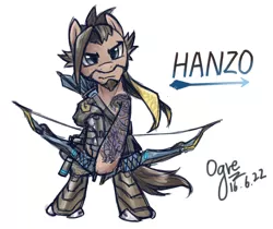 Size: 1200x1009 | Tagged: artist:ogre, derpibooru import, hanzo, overwatch, pixiv, ponified, safe, solo, video game