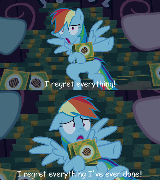 Size: 1280x1440 | Tagged: safe, derpibooru import, edit, edited screencap, screencap, rainbow dash, 28 pranks later, caption, cookie, crossover, exploitable meme, fear, food, image macro, meme, rainbow scout, regret, scout, team fortress 2