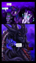 Size: 1036x1800 | Tagged: artist:ghostwalker2061, comic, comic:rarity must style, deathwing, derpibooru import, dragon, neltharion, princess luna, rarity, safe, spike, twilight sparkle, warcraft, world of warcraft