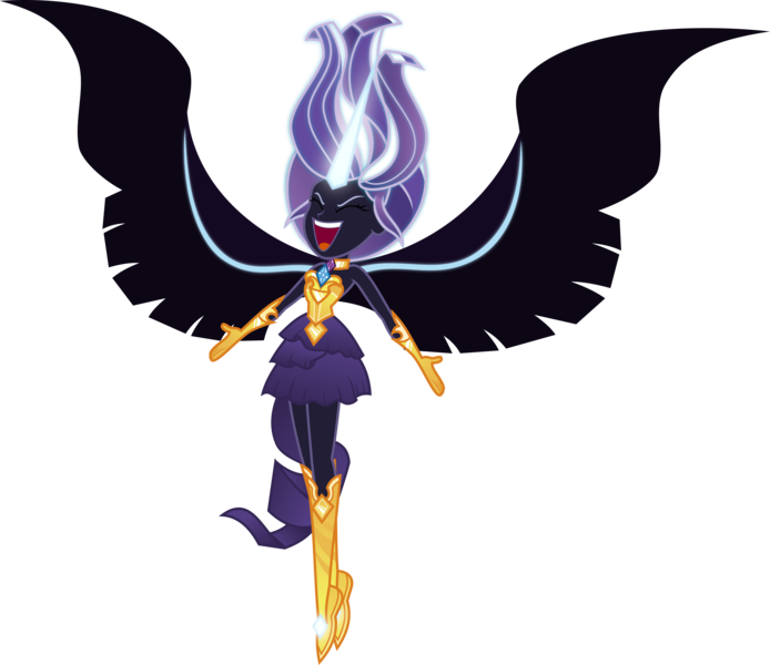 Size: 9520x8227 | Tagged: safe, artist:orin331, derpibooru import, nightmare rarity, rarity, equestria girls, absurd resolution, alternate universe, evil, evil laugh, fabulous, happy, laughing, midnight sparkle, midnight-ified, sleeveless, solo, strapless, this will end in fashion, this will end in makeovers