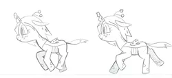 Size: 1015x461 | Tagged: artist:syggie, changeling, cute, cutealis, derpibooru import, filly, monochrome, nymph, queen chrysalis, running, safe, simple background, sketch, solo, white background, younger