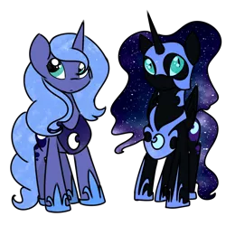 Size: 1250x1250 | Tagged: artist:lunar-march, chibi, derpibooru import, duality, nightmare moon, princess luna, s1 luna, safe, simple background, transparent background