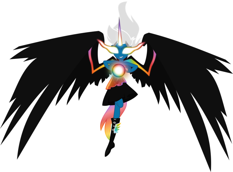 Size: 4336x3203 | Tagged: safe, artist:orin331, derpibooru import, rainbow dash, equestria girls, absurd resolution, clothes, dark magic, evil, flash puppet, floating, glowing eyes, midnight sparkle, midnight-ified, orb, simple background, sleeveless, solo, sombra eyes, strapless, transparent background