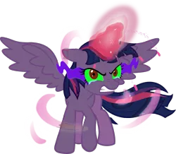 Size: 1265x1105 | Tagged: safe, artist:wolfangelmoon, derpibooru import, twilight sparkle, twilight sparkle (alicorn), alicorn, pony, angry, corrupted, dark magic, magic, simple background, solo, sombra eyes, transparent background, twilight is anakin