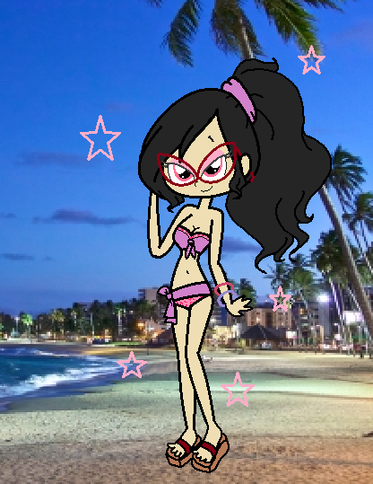 Size: 416x539 | Tagged: artist:obeliskgirljohanny, beach, belly button, bikini, bisexual, brazil, breasts, carnival, clothes, derpibooru import, female, glasses, human, humanized, lesbian, oc, oc:seraphim cyanne, polyamory, rarity, rio, solo, straight, suggestive, swimsuit