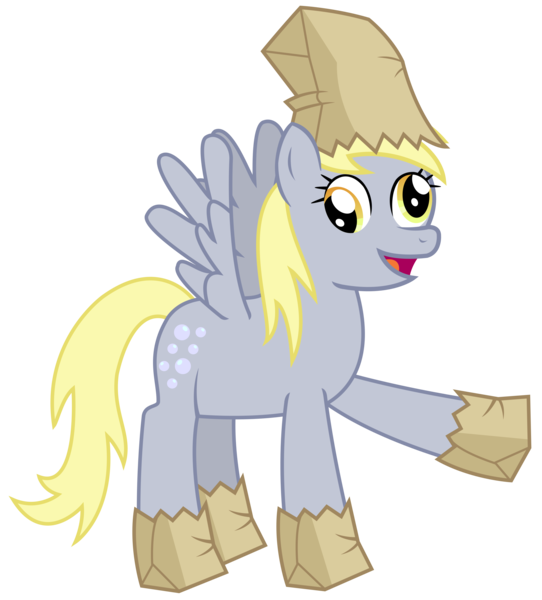 Size: 2528x2800 | Tagged: safe, artist:sketchmcreations, derpibooru import, derpy hooves, pegasus, pony, female, inkscape, mare, open mouth, paper bag, paper bag wizard, raised hoof, simple background, solo, transparent background, vector