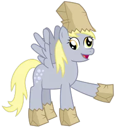 Size: 2528x2800 | Tagged: safe, artist:sketchmcreations, derpibooru import, derpy hooves, pegasus, pony, female, inkscape, mare, open mouth, paper bag, paper bag wizard, raised hoof, simple background, solo, transparent background, vector