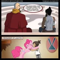 Size: 1880x1880 | Tagged: artist:diegotan, comic, crossover, derpibooru import, korra, pinkie pie, safe, tenzin, the legend of korra