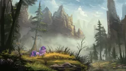 Size: 1920x1080 | Tagged: dead source, safe, artist:shamanguli, derpibooru import, twilight sparkle, pony, unicorn, atg 2016, forest, mountain, newbie artist training grounds, scenery, scenery porn, sleeping, solo, unicorn twilight