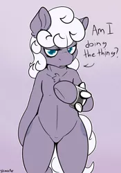 Size: 700x1000 | Tagged: safe, artist:skoon, derpibooru import, oc, oc:alabaster, unofficial characters only, pony, semi-anthro, belly button, bipedal, chest fluff, featureless crotch, simple background, solo