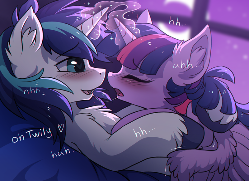 Size: 900x652 | Tagged: questionable, artist:hioshiru, derpibooru import, shining armor, twilight sparkle, twilight sparkle (alicorn), alicorn, pony, accidentally featured on eqd, aura, bedroom eyes, blushing, chest fluff, chromatic aberration, combined magic, cuddling, cute, dialogue, drool, drool string, ear fluff, excessive vocalizations, eyes closed, female, fluffy, heart, heart eyes, hornboner, implied sex, incest, infidelity, infidelity armor, kissing, magic, magical stimulation, male, mare, moaning, on back, open mouth, prone, sex noises, shiningsparkle, shipping, shivering, smiling, snuggling, spread wings, stallion, straight, twicest, unshorn fetlocks, wingding eyes
