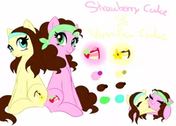 Size: 1984x1417 | Tagged: artist:gigason, derpibooru import, oc, oc:strawberry cake, oc:vanilla cake, offspring, parent:cheese sandwich, parent:pinkie pie, parents:cheesepie, safe, sisters, twins, unofficial characters only