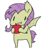 Size: 100x100 | Tagged: safe, artist:pohwaran, derpibooru import, fluttershy, bat pony, pony, aikatsu!, animated, apple, eating, flutterbat, food, frame by frame, gif, gif for breezies, icon, parody, picture for breezies, race swap, solo