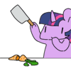 Size: 100x100 | Tagged: aikatsu!, animated, artist:pohwaran, carrot, derpibooru import, food, frame by frame, gif, gif for breezies, icon, knife, picture for breezies, safe, solo, twilight sparkle