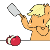 Size: 100x100 | Tagged: animated, apple, applejack, artist:pohwaran, chopping, cleaver, derpibooru import, food, frame by frame, gif, gif for breezies, icon, picture for breezies, safe, solo