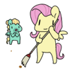 Size: 100x100 | Tagged: safe, artist:pohwaran, derpibooru import, fluttershy, zephyr breeze, pony, animated, bipedal, broom, chibi, clapping, cute, frame by frame, gif, gif for breezies, hoof hold, icon, picture for breezies, shyabetes, simple background, smiling, sweeping, transparent background, zephyrbetes