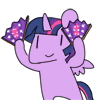 Size: 100x100 | Tagged: safe, artist:pohwaran, derpibooru import, twilight sparkle, twilight sparkle (alicorn), alicorn, pony, animated, chibi, cute, dancing, fan, frame by frame, gif, gif for breezies, icon, picture for breezies, solo, twiabetes