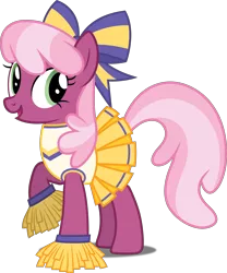 Size: 4162x5000 | Tagged: absurd resolution, artist:dashiesparkle, bow, cheerilee, cheerileeder, cheerleader, cheerleader outfit, clothes, derpibooru import, hair bow, open mouth, pom pom, raised hoof, safe, simple background, skirt, solo, .svg available, the cart before the ponies, transparent background, vector
