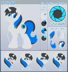 Size: 2114x2225 | Tagged: suggestive, artist:pearlyiridescence, derpibooru import, oc, oc:c1t0-b0r, unofficial characters only, pony, robot, robot pony, unicorn, ahegao, blushing, open mouth, reference sheet, sleepy, solo, tongue out