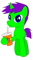 Size: 720x1280 | Tagged: safe, artist:toyminator900, derpibooru import, oc, oc:clever clop, unofficial characters only, pony, unicorn, apple, apple juice, drinking, food, juice, looking at you, solo