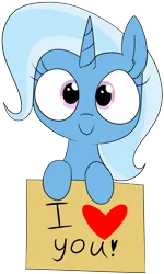 Size: 4576x7648 | Tagged: safe, artist:wafflecakes, derpibooru import, trixie, pony, unicorn, absurd resolution, big eyes, cute, diatrixes, female, looking at you, mare, sign, simple background, smiling, solo, transparent background, weapons-grade cute