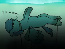Size: 800x600 | Tagged: semi-grimdark, artist:azuresartden, derpibooru import, oc, oc:lil blue, unofficial characters only, pegasus, pony, asphyxiation, bubble, chains, collar, crying, drowning, imminent death, restrained, shackles, solo, underwater, water