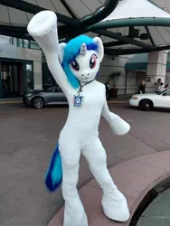 Size: 370x493 | Tagged: artist:ask-wub-pon3, artist:atalonthedeer, babscon, babscon 2016, clothes, costume, derpibooru import, fursuit, human, irl, irl human, photo, safe, solo, vinyl scratch