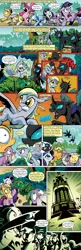 Size: 651x2000 | Tagged: safe, derpibooru import, edit, idw, applejack, derpy hooves, fluttershy, pinkie pie, rainbow dash, rarity, spike, twilight sparkle, changeling, dragon, earth pony, pegasus, pony, unicorn, comic:friendship is dragons, spoiler:comic, chrono chrys, comic, dialogue, female, flying, glow, looking back, looking up, male, mane seven, mane six, mare, raised hoof, running, text edit, unicorn twilight