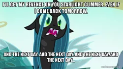 Size: 800x450 | Tagged: changeling, changeling queen, derpibooru import, edit, edited screencap, female, image macro, meme, queen chrysalis, safe, screencap, solo, spongebob squarepants, the algae's always greener, to where and back again