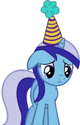 Size: 8949x14028 | Tagged: absurd resolution, amending fences, artist:cyanlightning, derpibooru import, hat, looking down, minuette, party hat, sad, safe, simple background, solo, .svg available, transparent background, vector