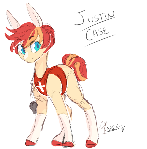Size: 677x687 | Tagged: artist:space-cakees, derpibooru import, lifeguard, oc, oc:justin case, safe, solo, unofficial characters only, whistle