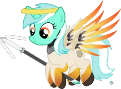 Size: 2200x1622 | Tagged: safe, artist:arifproject, derpibooru import, lyra heartstrings, pony, crossover, flying, mercy, overwatch, simple background, solo, transparent background, vector