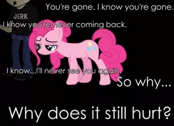 Size: 897x648 | Tagged: cancellation, crossover, dan, dan pie, dan vs, derpibooru import, edit, implied death, male, photoshop, pinkie pie, sad, semi-grimdark, shipping, straight, text edit