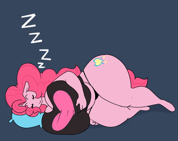 Size: 1280x1013 | Tagged: anthro, artist:somescrub, balloonbutt, big breasts, breasts, breasts on floor, busty pinkie pie, chubby, cleavage, clothes, curvy, derpibooru import, fat, female, huge breasts, huge butt, hugtastic pinkie pie, impossibly large breasts, large butt, panties, pillow, pinkie pie, plump, pudgy pie, shirt, sleeping, solo, solo female, suggestive, thunder thighs, underwear, unguligrade anthro, wide hips