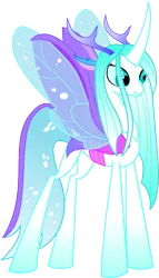 Size: 415x723 | Tagged: artist:invader-matt, changedling, changeling, changeling queen, derpibooru import, purified chrysalis, queen chrysalis, safe, simple background, smiling, solo, spread wings, to where and back again, transparent background