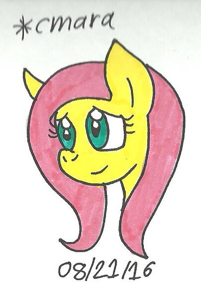 Size: 446x662 | Tagged: artist:cmara, derpibooru import, fluttershy, safe, solo, traditional art