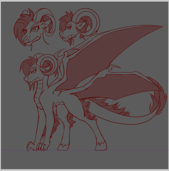 Size: 727x735 | Tagged: artist:halfway-to-insanity, derpibooru import, dracony, hybrid, longma, multiple wings, oc, oc:tina tatinviir, ram horns, reference sheet, safe, scar, solo, unofficial characters only