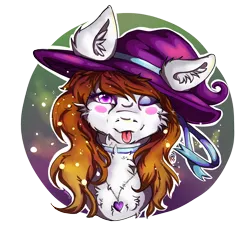 Size: 1750x1625 | Tagged: safe, artist:serenity, derpibooru import, oc, oc:serenity, unofficial characters only, accessories, bust, clothes, costume, digital, fluffy, halloween, hat, jewelry, magic, mystical, necklace, nightmare night, simple background, solo, tongue out, transparent background, witch, witch hat