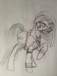 Size: 2448x3264 | Tagged: safe, artist:syntheticearth, derpibooru import, pinkie pie, earth pony, pony, bandage, clothes, face paint, female, free syrian army, hoodie, mare, monochrome, piercing, pinkamena diane pie, sketch, solo, syria