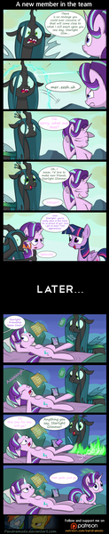 Size: 1700x8300 | Tagged: safe, artist:pandramodo, derpibooru import, queen chrysalis, starlight glimmer, twilight sparkle, twilight sparkle (alicorn), alicorn, pony, every little thing she does, to where and back again, abuse, alternate ending, bad end, book, chrysabuse, comic, cute little fangs, dark comedy, fangs, good end, juice, juice box, licking, magic, mind control, mind rape, morally ambiguous end, shapeshifting, starlight glimmer is overpowered, starlight says bravo, telekinesis, tongue out, u mad