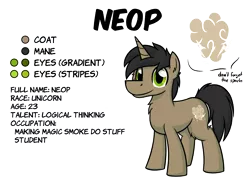 Size: 3000x2188 | Tagged: safe, artist:moemneop, derpibooru import, oc, oc:neop, unofficial characters only, pony, unicorn, cutie mark, reference sheet, solo